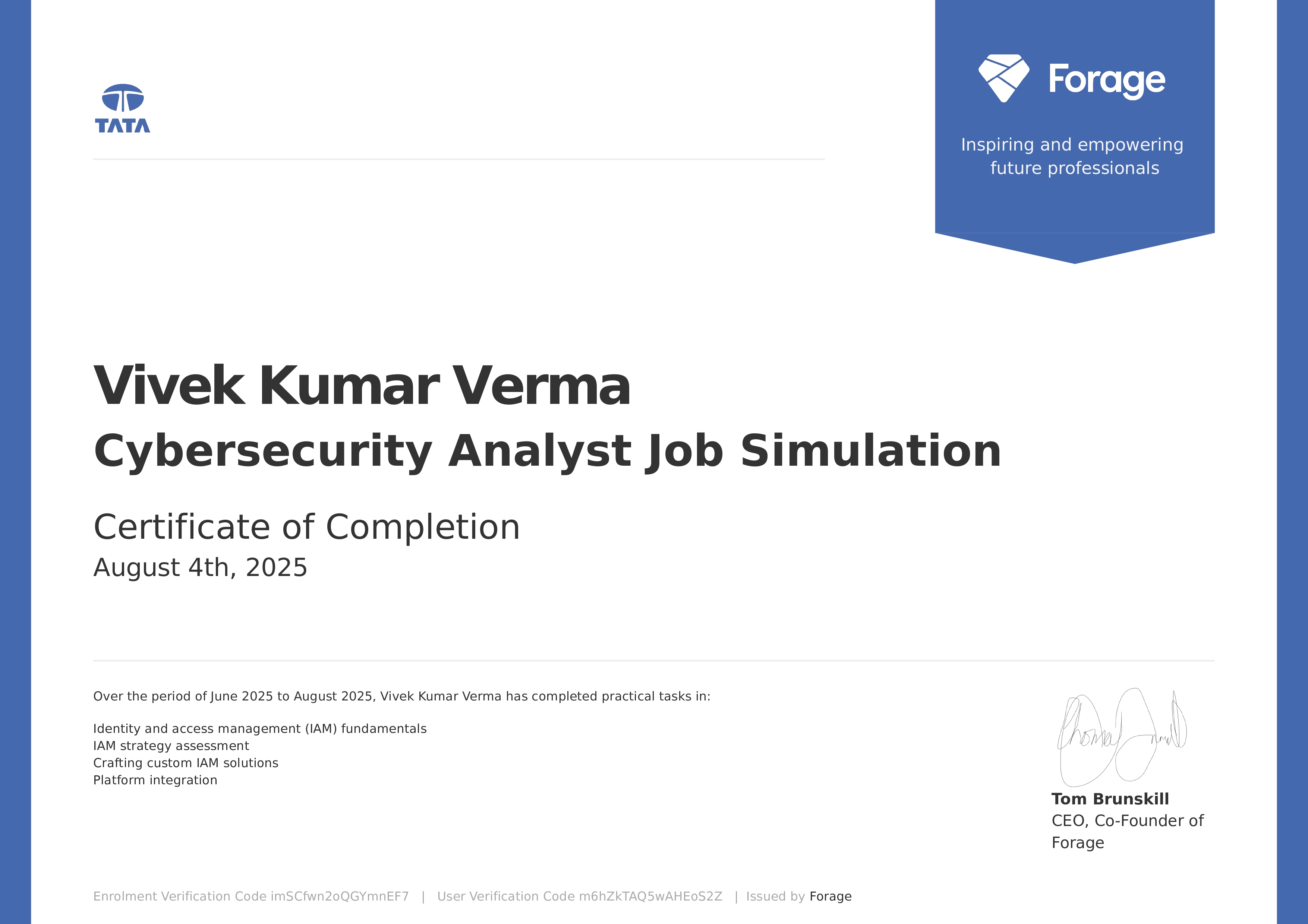 Tata's Cybersecurity Analyst